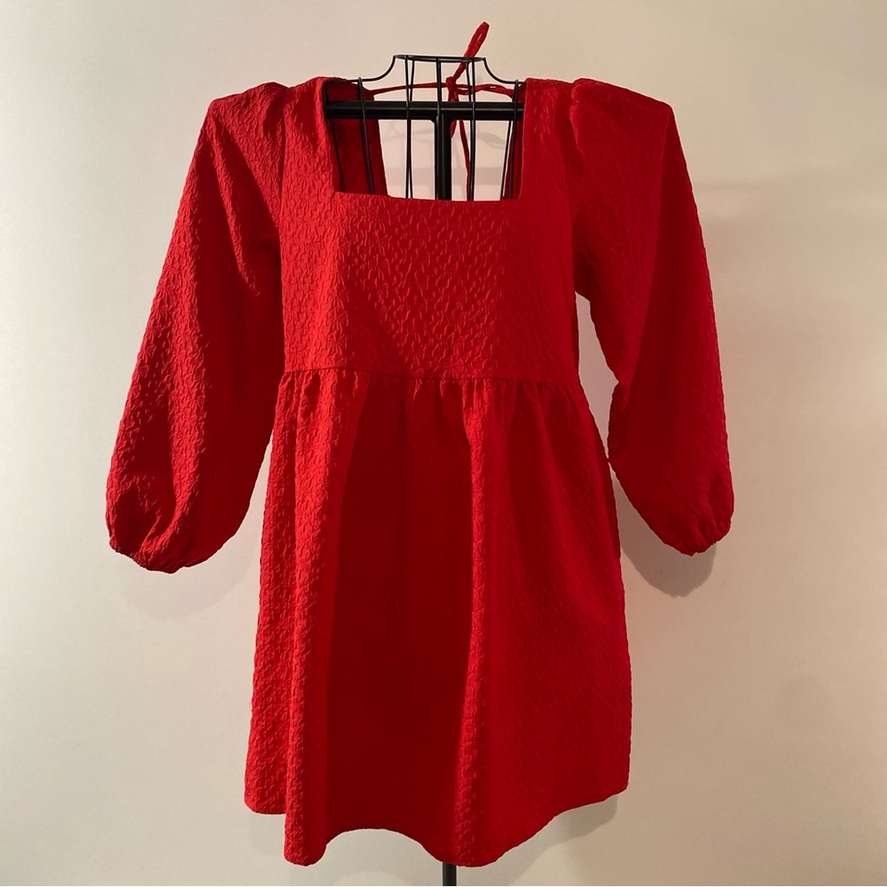 Amadi Holiday Red Textured Dress Size S